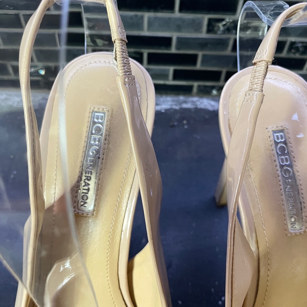 Bcbgeneration Nude Peep Toe Slingback Patent Leat… - image 7